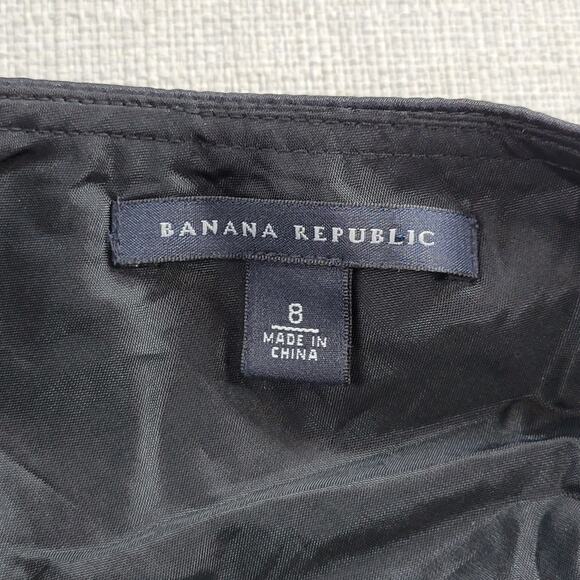 Banana Republic Womens Top Sz 8 Black Silk Strapless Ruched Velvet Sash Babydoll - Picture 8 of 12